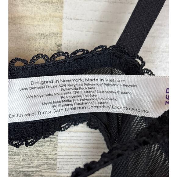 Adore Me Women’s 36B Black Lace Kimmy Push Up Underwire Balconette Bra NWT - Picture 4 of 8